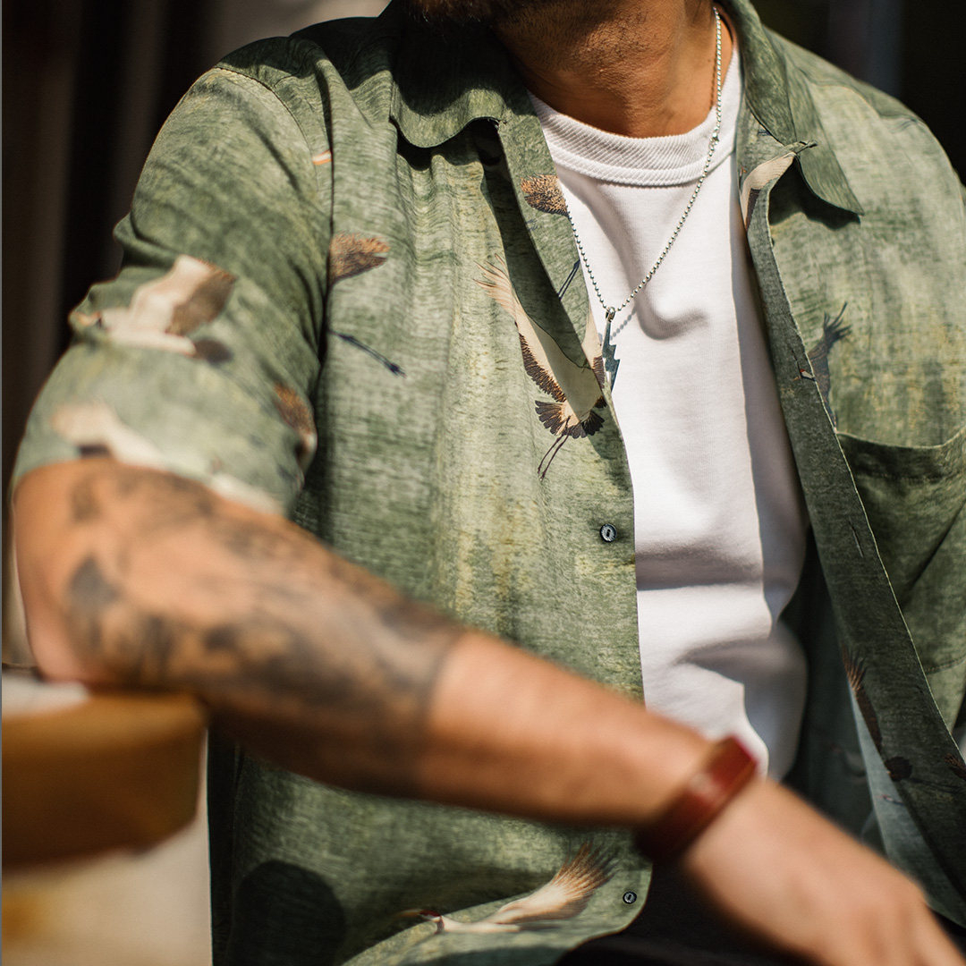 美式萊賽爾襯衫短袖薄款胖寬鬆型高級感痞帥風襯衣男士夏