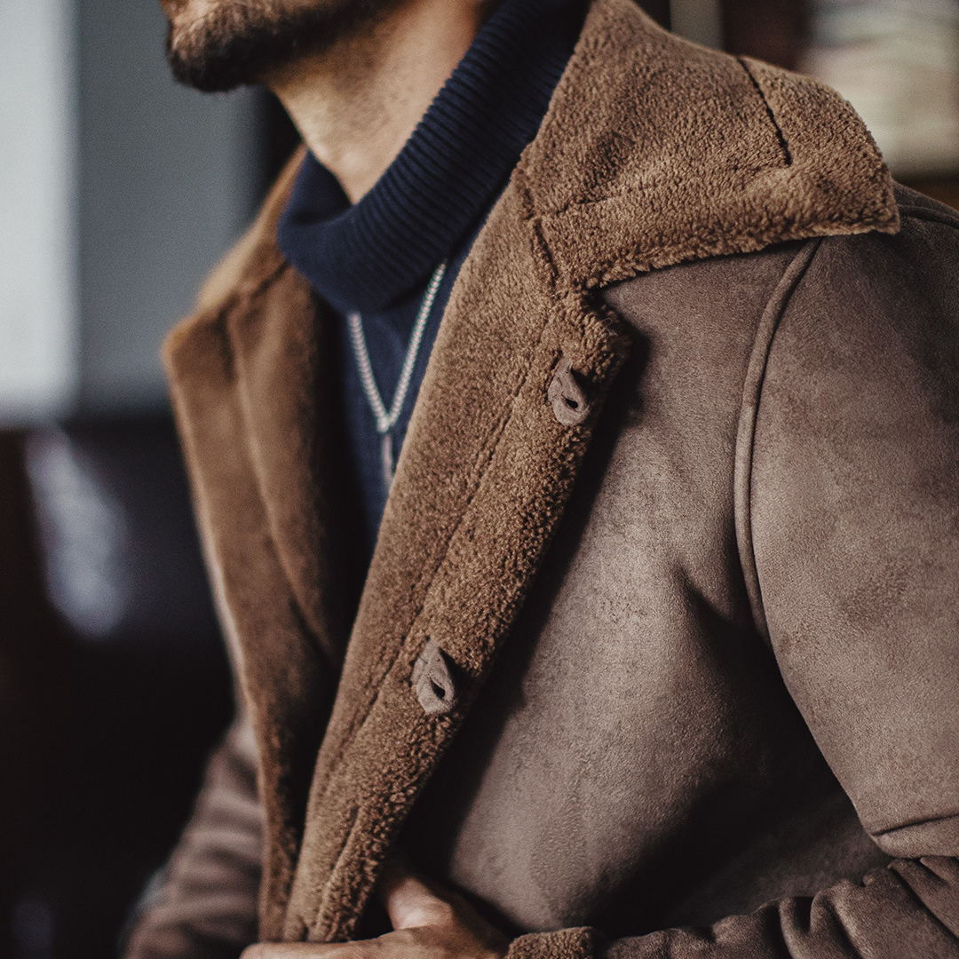 美式復古B7麂皮絨派克大衣中長款仿羊羔毛加厚外套男款冬