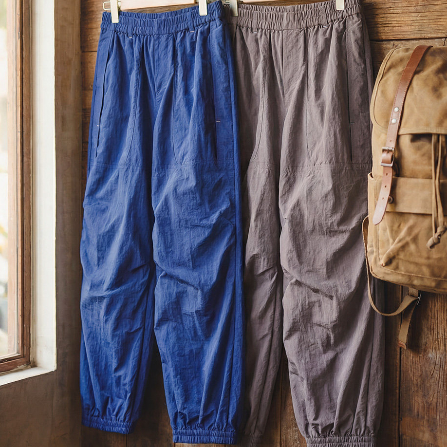 美式塔絲隆山系束腳傘兵褲直筒闊腿薄款寬鬆休閒褲子男春