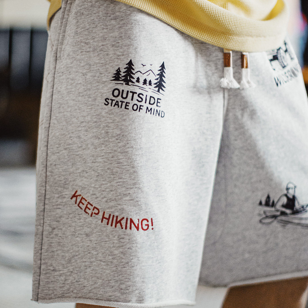 美式復古毛圈重磅寬鬆外穿印花運動休閒五5分短衛褲男夏