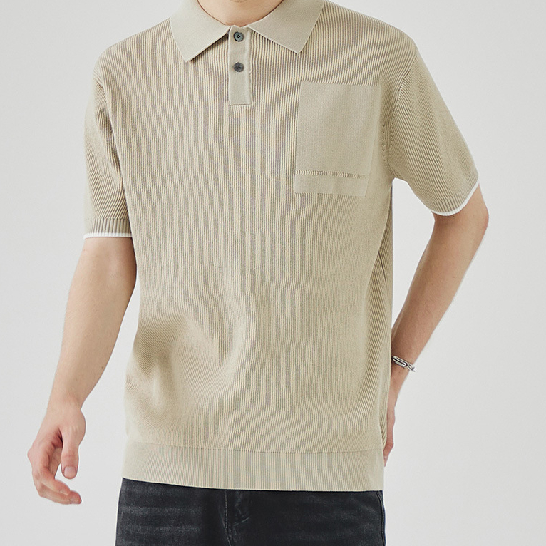 商務休閒針織短袖polo衫男高級感夏季撞色翻領上衣馬球衫