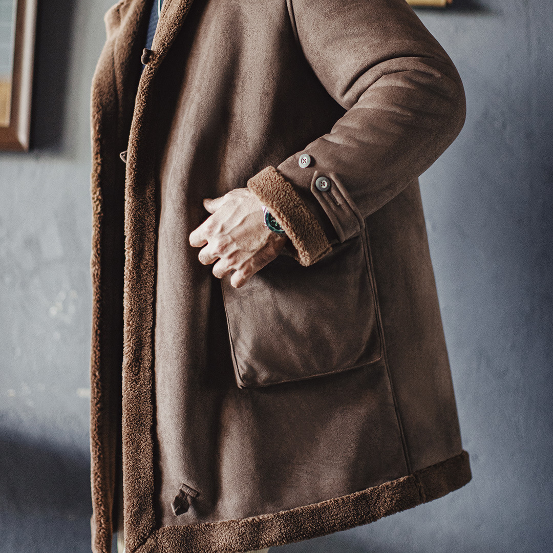 美式復古B7麂皮絨派克大衣中長款仿羊羔毛加厚外套男款冬