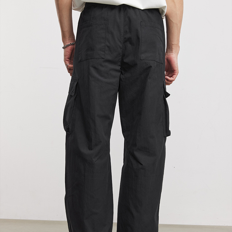 戶外工裝休閒褲男夏季立體裁剪寬鬆透氣輕薄多口袋闊腿傘兵褲