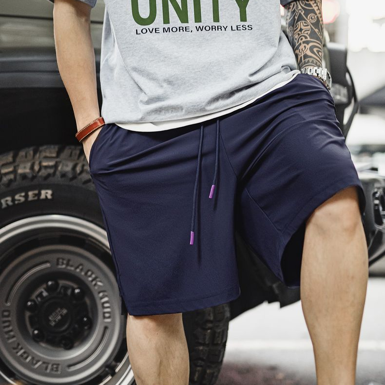 美式冰絲涼感短褲針織透氣運動跑步籃球薄款五分褲男款夏