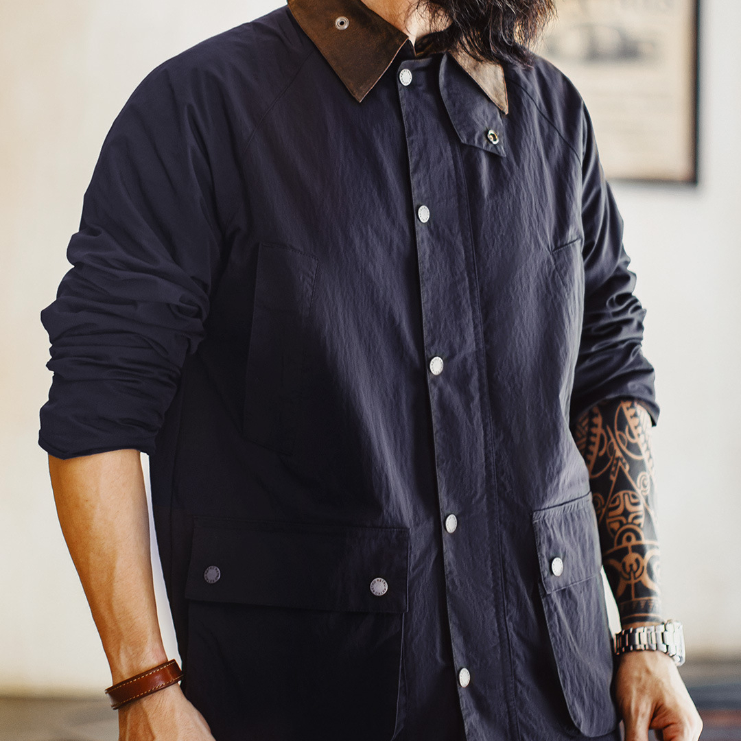 美式復古Safari遊獵裝夾克防水藍色vintage風衣外套男秋