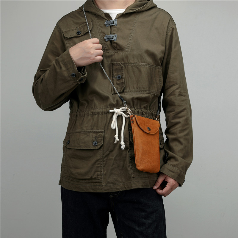 植鞣頭層牛皮男士手機包斜挎包迷你小包包真皮掛脖輕便簡約男女款