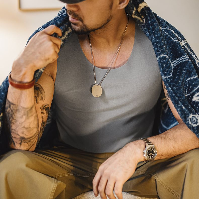 美式復古雙面絨磨毛無痕背心圓領休閒打底無袖坎肩男秋