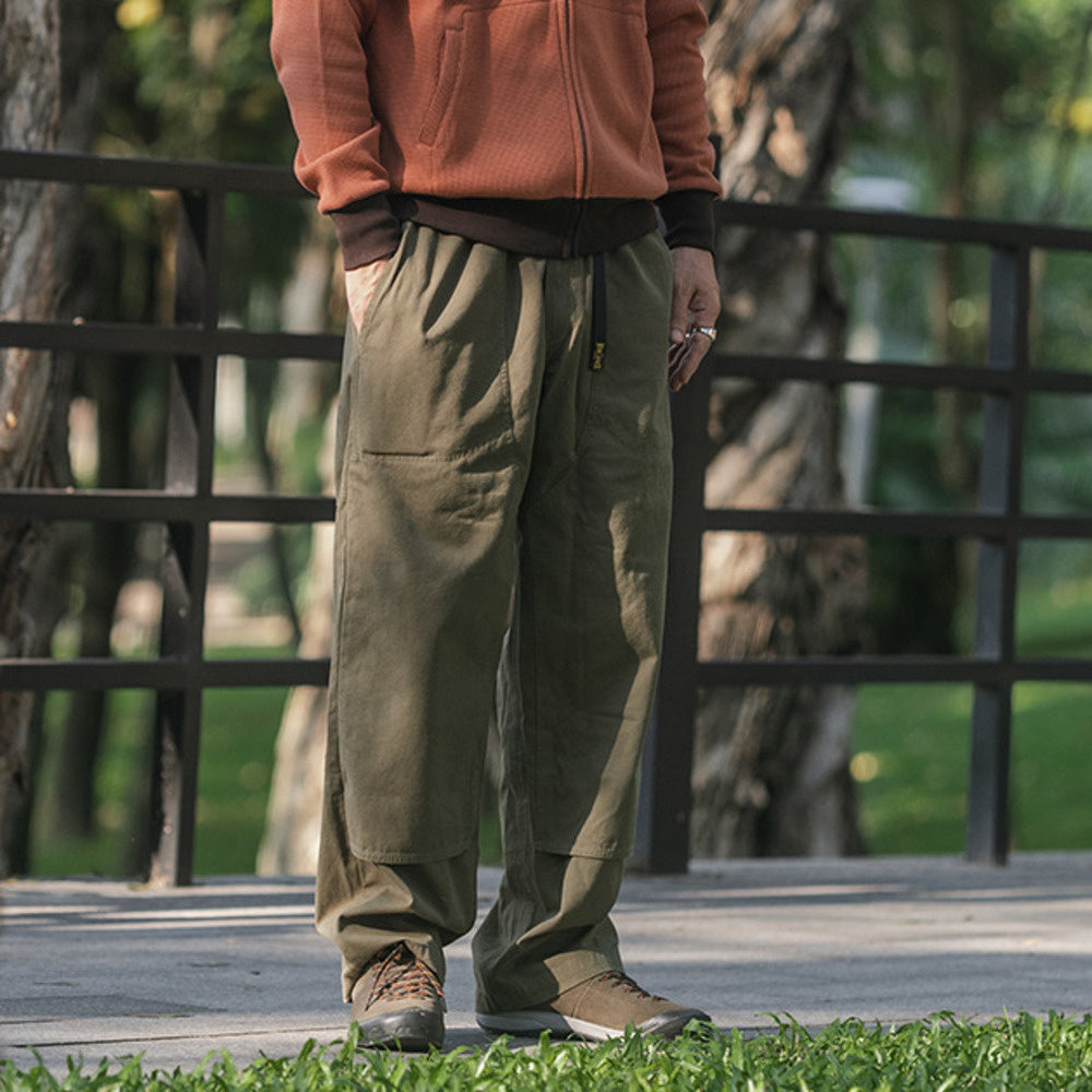 DOUBLE KEENS加密珠帆布雙膝補強攀巖褲 戶外休閑長褲