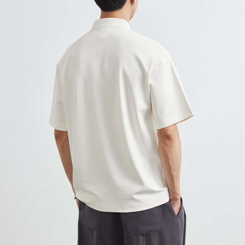 設計感拼色笑臉拼接短袖Polo衫男夏季寬鬆半袖翻領T恤上衣潮