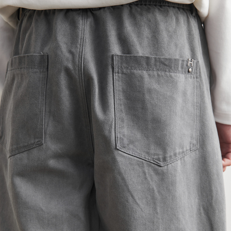 水洗彎刀休閒褲男士春秋季2025新款寬鬆直筒抽繩闊腿褲子