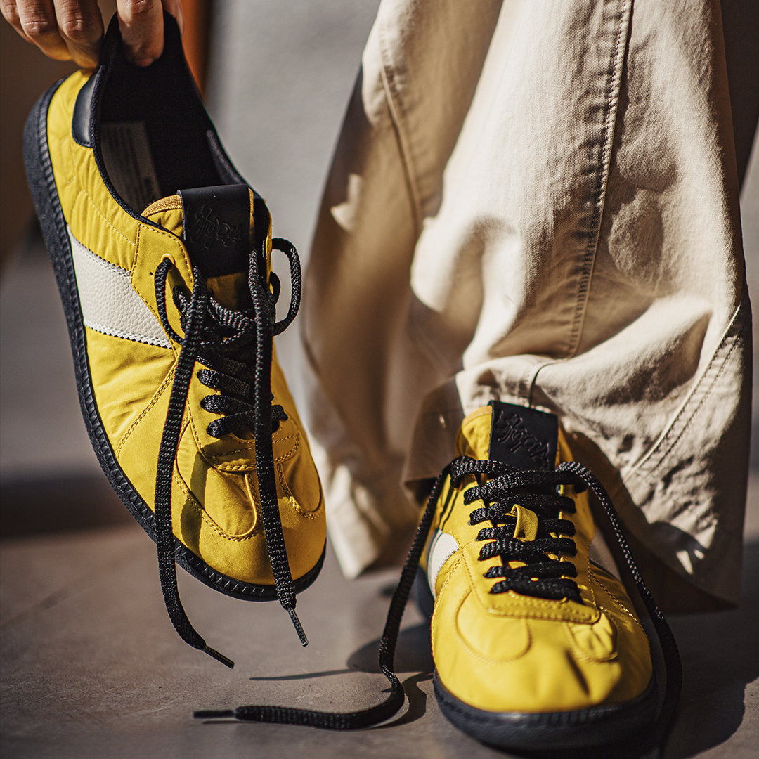 軟刃新款黃色復古德訓鞋圓頭男士春夏季透氣運動休閒軟底板鞋