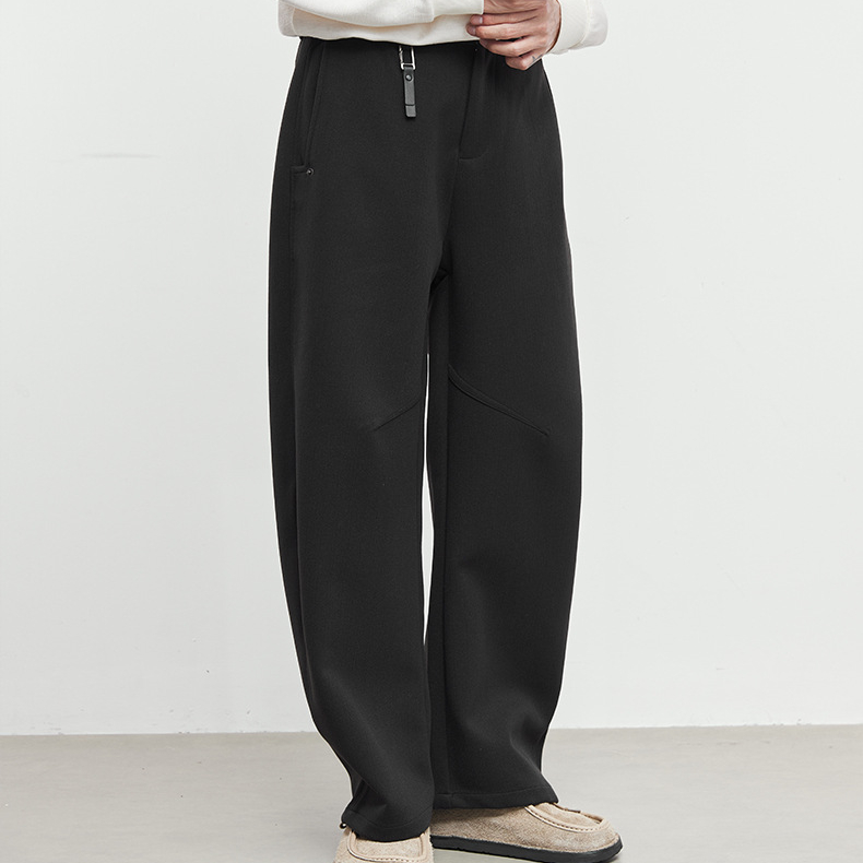 逸行430克重磅寬鬆保暖加厚休閒褲男秋冬季垂感純色長褲