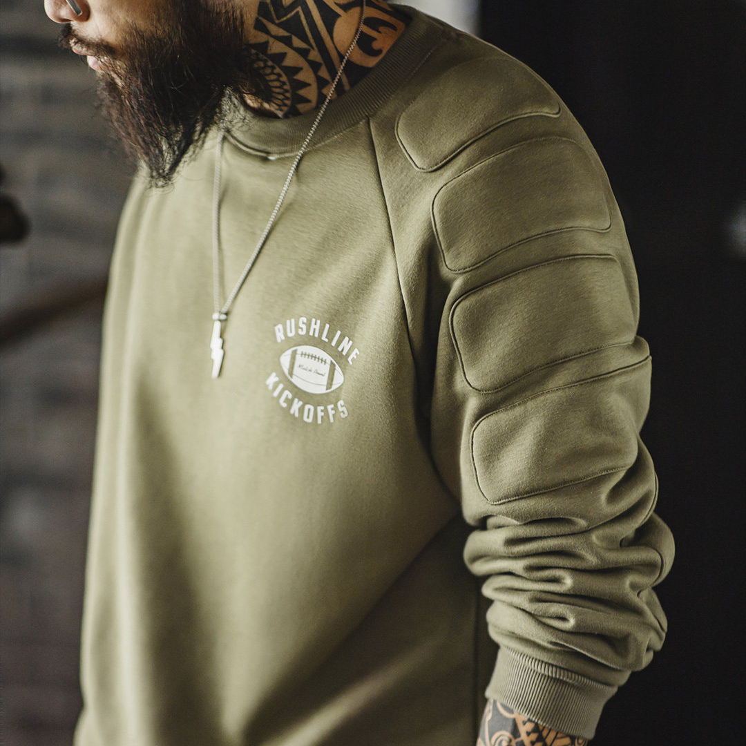 美式加絨衛衣橄欖綠色套頭加厚保暖寬鬆圓領外穿外套男冬