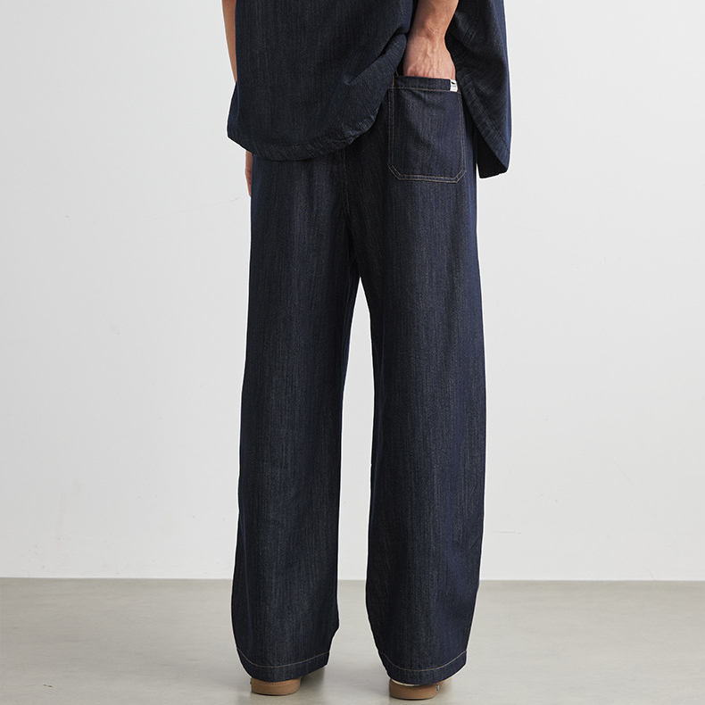 萊塞爾天絲牛仔長褲直筒男士新款春秋季寬鬆休閒長褲潮