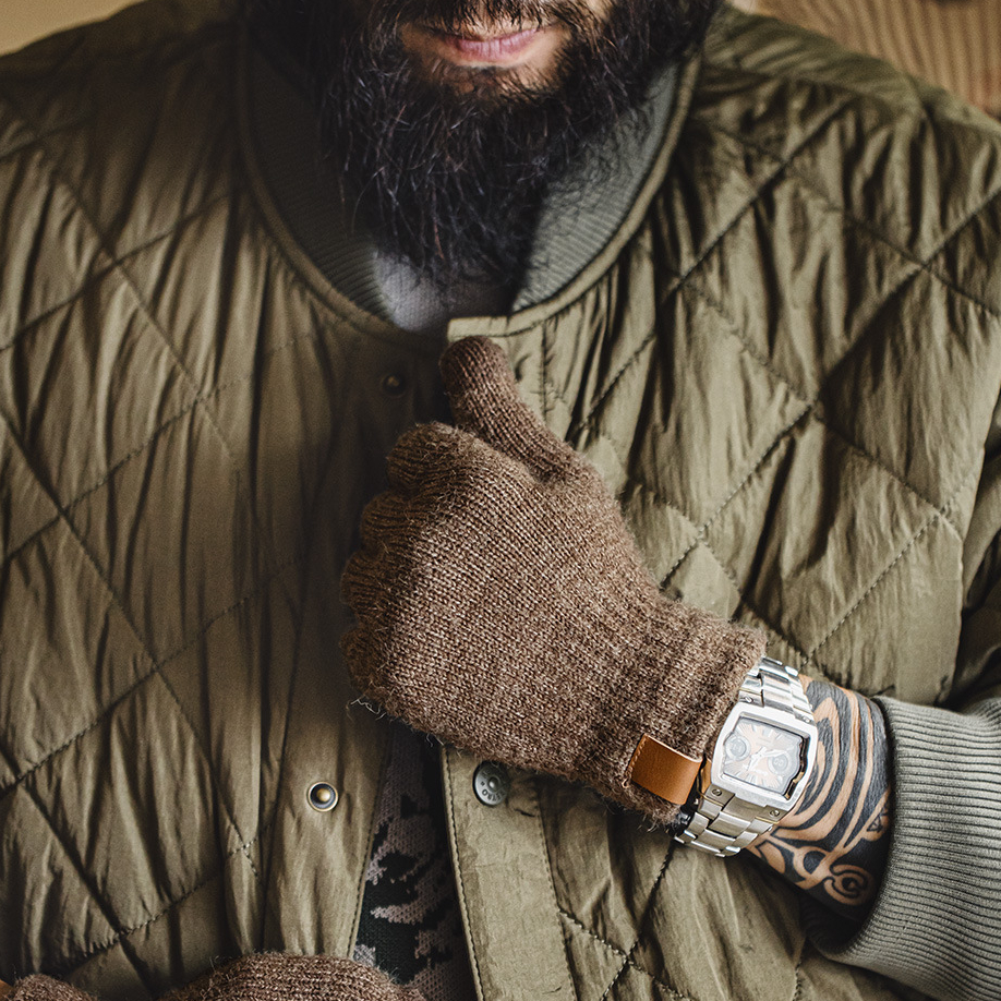 美式復古北極絨分指觸屏手套加厚防寒防風保暖男女秋冬季