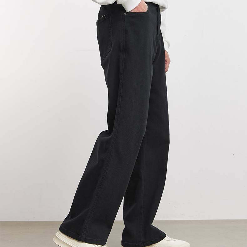 280g立体裁剪休闲直筒裤男春季纯色宽松口袋精致五金潮流长裤