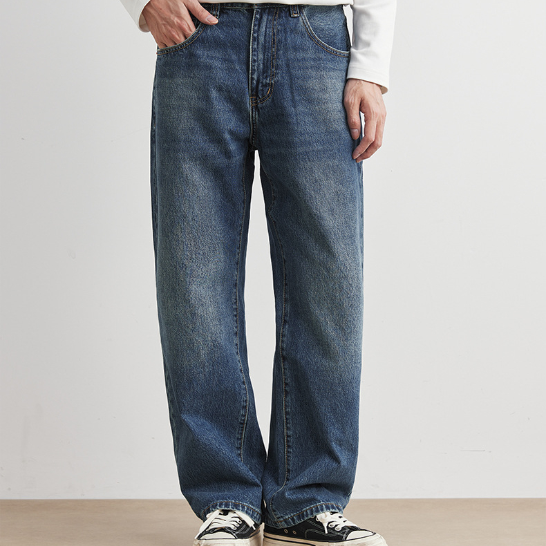 精梳棉牛仔褲男士春秋季2025新款Cleanfit直筒闊腿褲長褲