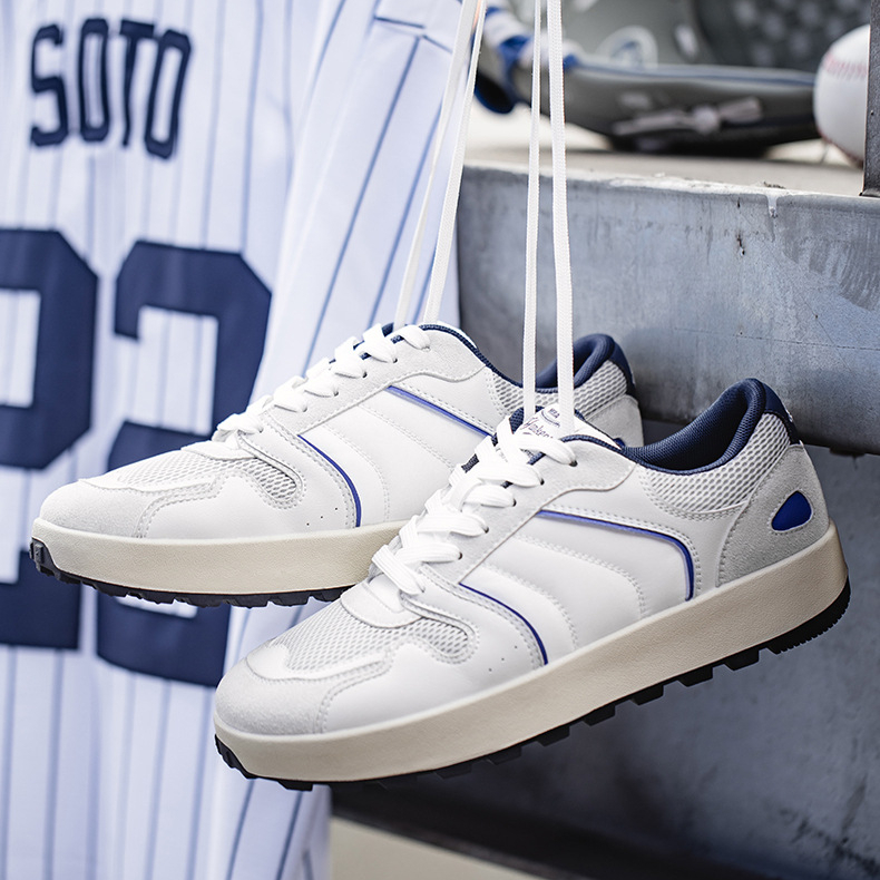 洋基藍厚底板鞋男鞋春季美式復古通勤百搭棒球運動休閒小白鞋