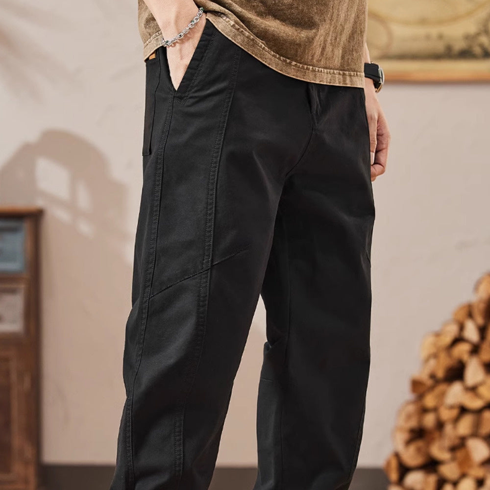 美式休閑褲男士春秋季新款寬松束腳哈倫工裝褲