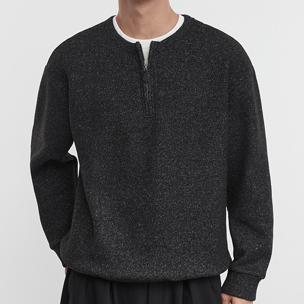 星爍假兩件加絨保暖衛衣秋冬季男拉鍊半開襟圓領休閒長袖