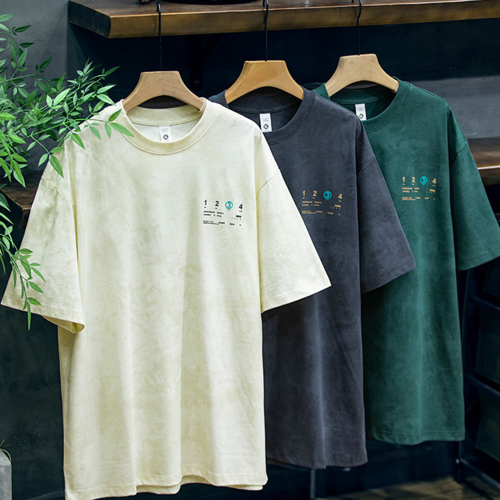 230g字母印花短袖t恤男夏季潮牌大碼美式寬松半袖男生刺繡體恤衫
