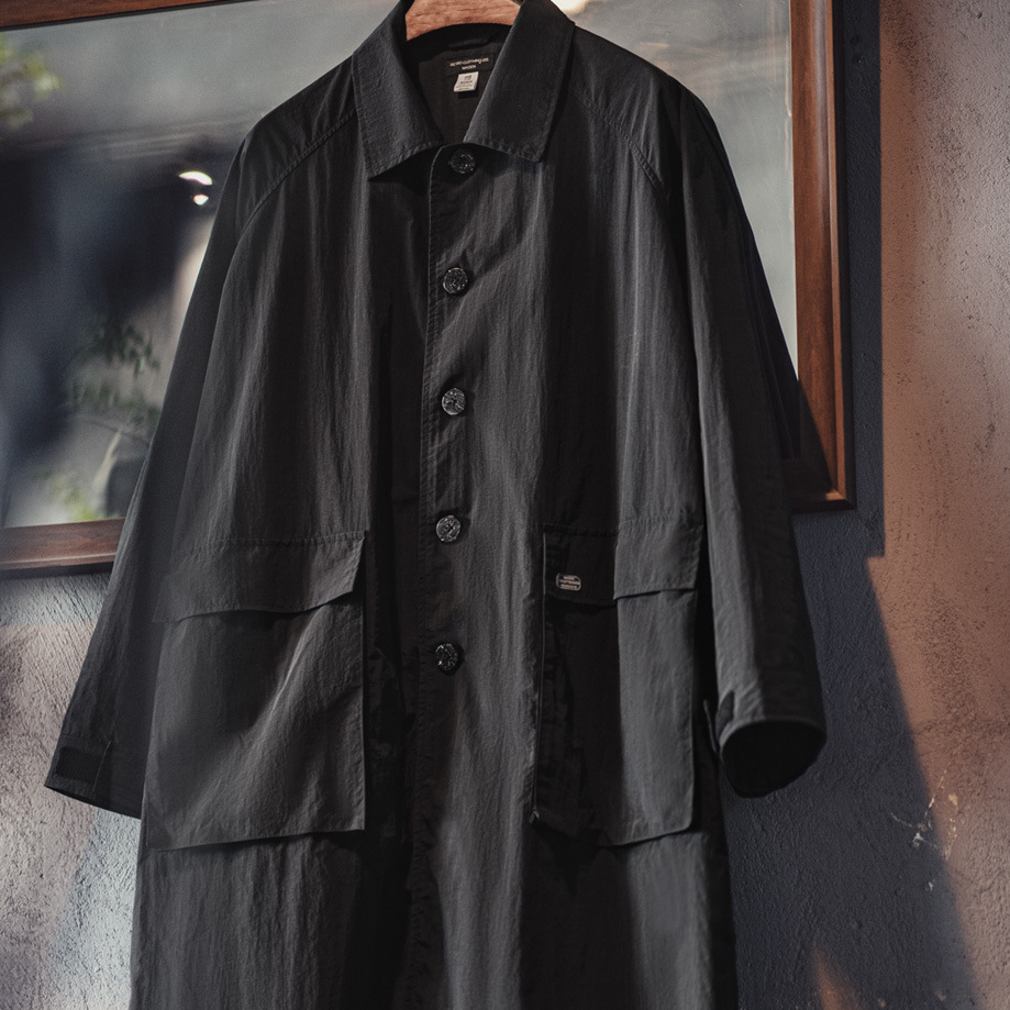 美式黑色巴爾瑪肯風衣翻領中長款日系通勤大衣外套男秋