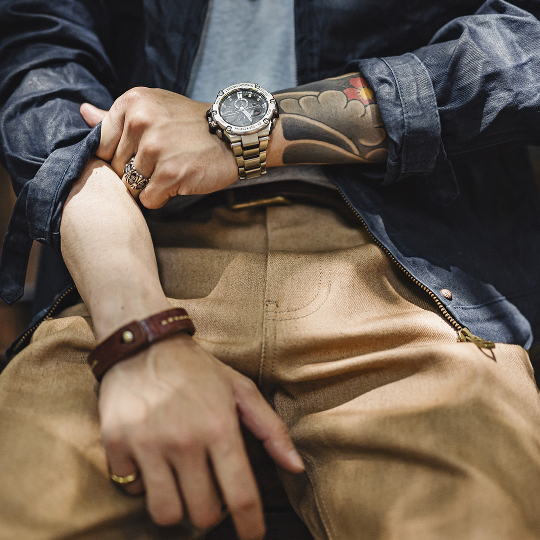 美式復古西部牛仔褲卡其棕色直筒黃石赤耳原牛休閒褲男秋