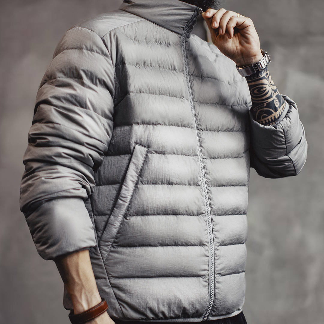 美式超輕薄排骨白鴨絨羽絨服夾克外套內搭短款內膽男秋冬