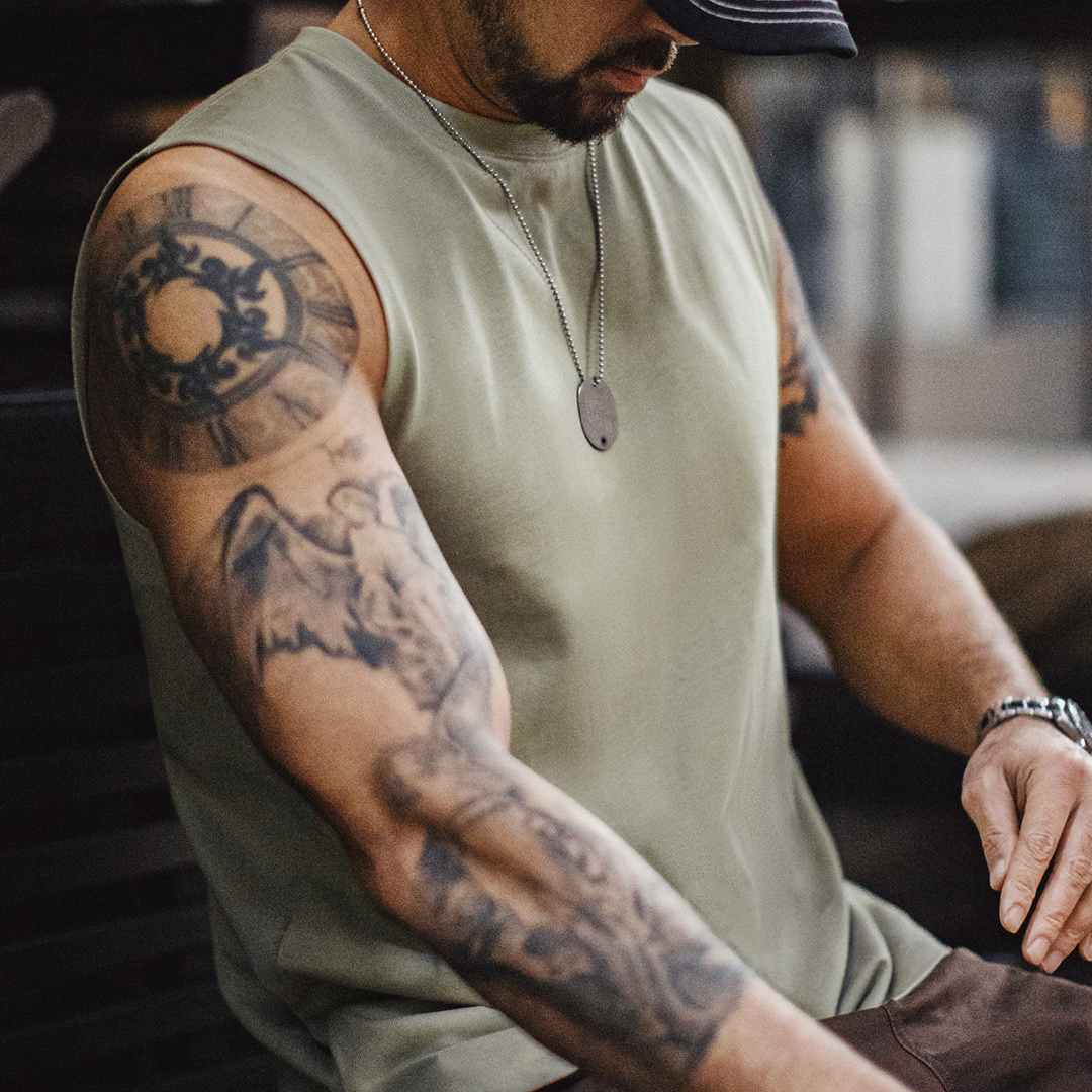 美式白色新疆純棉健身背心跨欄重磅無袖內搭坎肩打底衫男