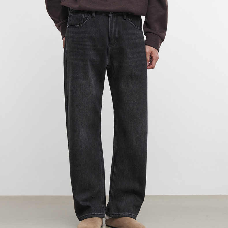 奧粒絨8支高密加絨保暖牛仔褲秋冬季男水洗時尚休閒長褲