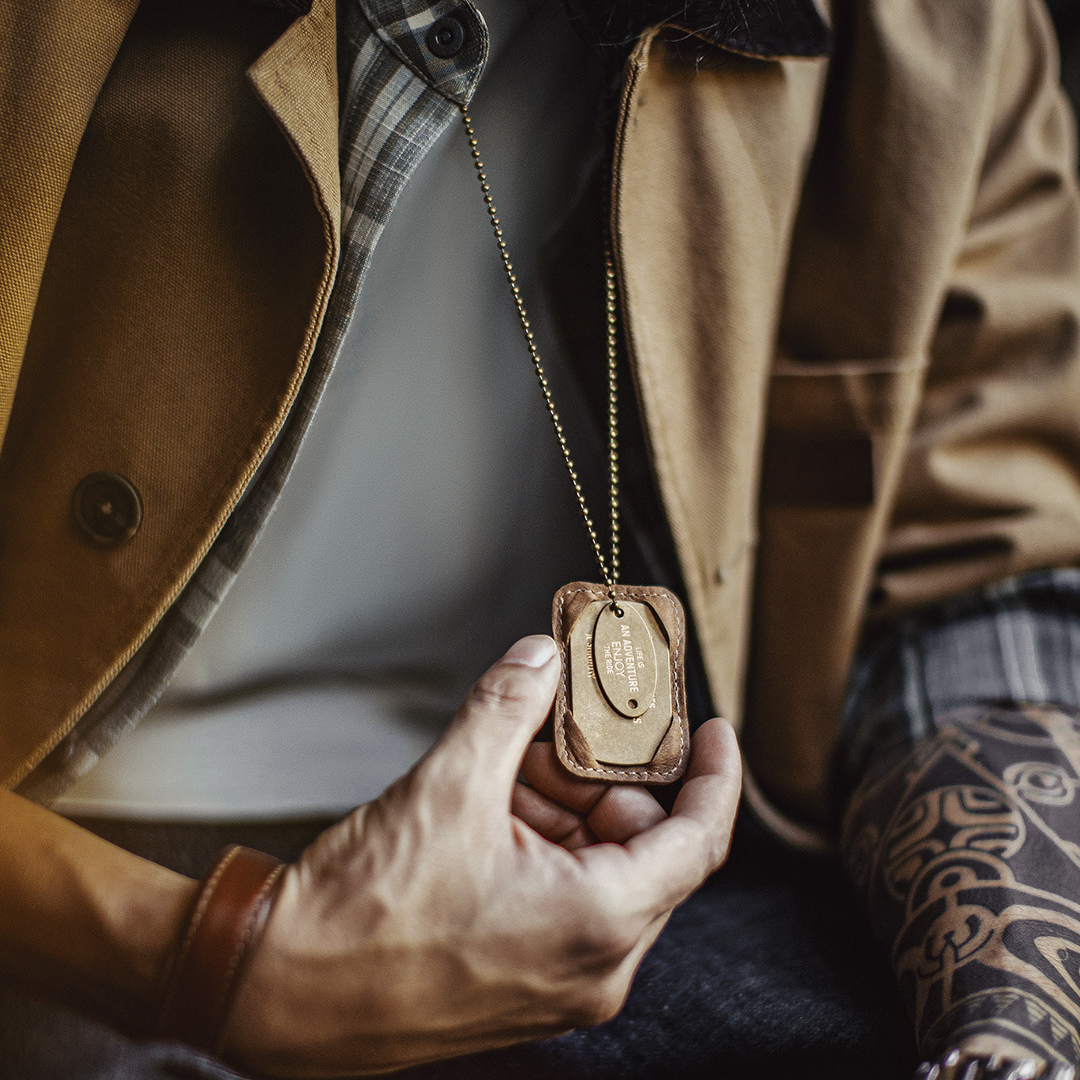 美式復古M41黃銅字母軍牌吊墜項鍊做舊兵男掛件痞帥