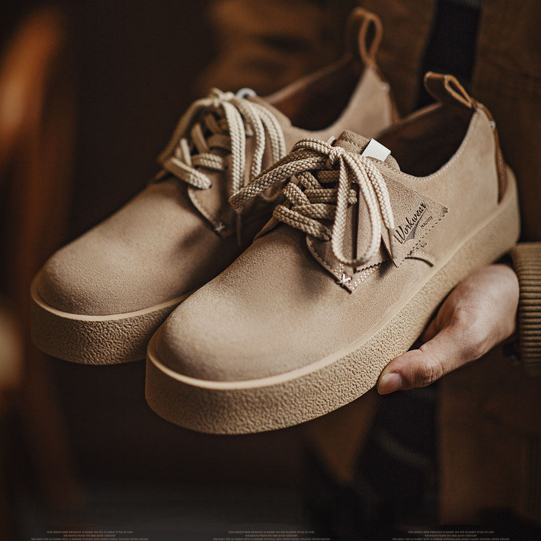 搖滾60復古板鞋男士2025冬季新款休閒低幫沙漠德比鞋厚底皮鞋