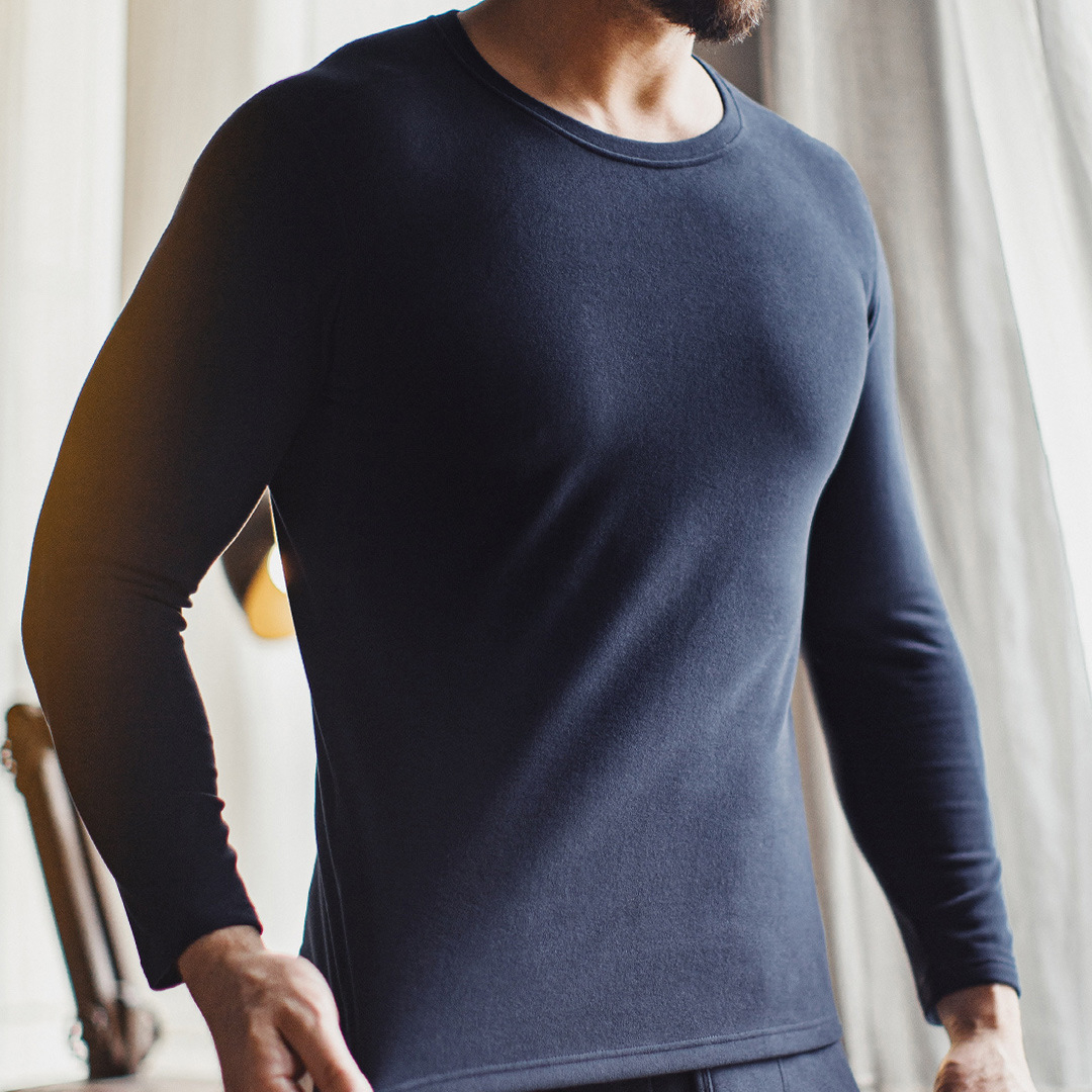 極度溫感無痕保暖內衣套裝抗菌防靜電打底衫秋衣褲男秋冬