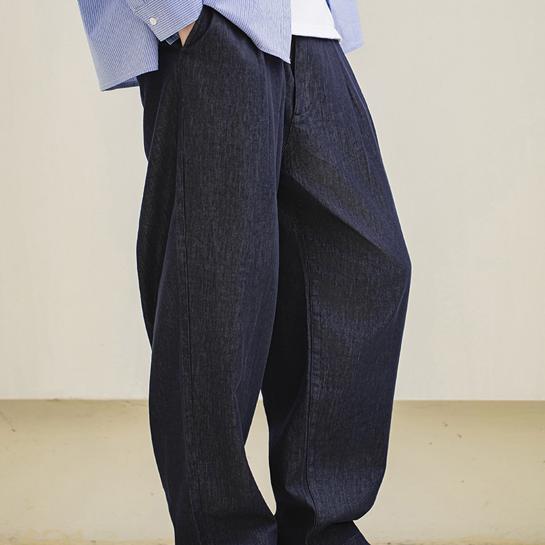 冰皮牛仔褲垂墜感輕薄透氣萊賽爾長褲闊腿鬆緊休閒褲春夏