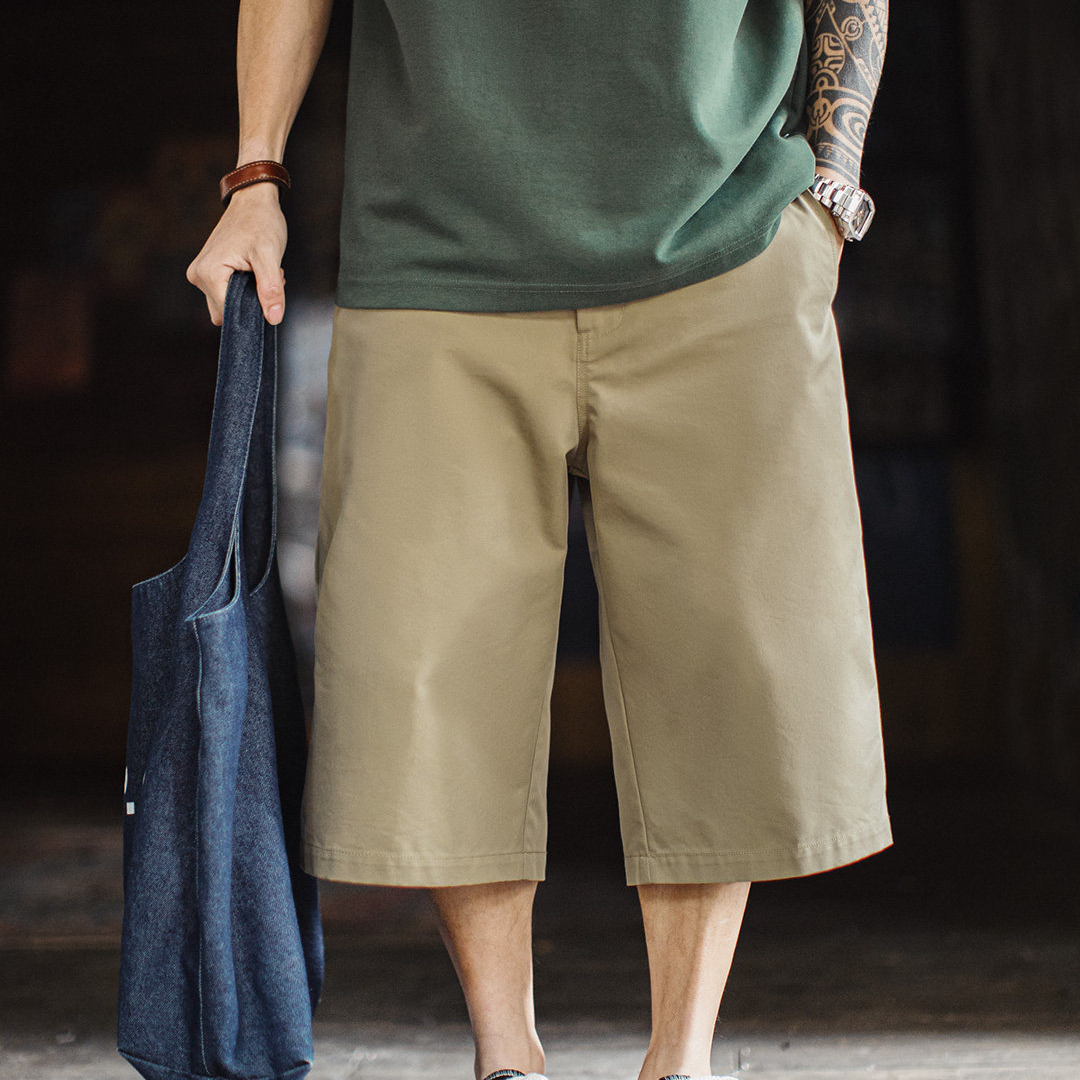 美式718西裝短褲日系通勤休閒外穿寬鬆直筒六分褲男款夏