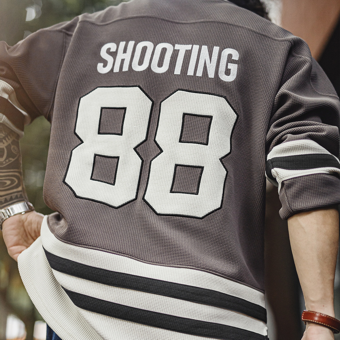 美式復古印第安v領華夫格長袖刺繡針織重磅衛衣外套男秋