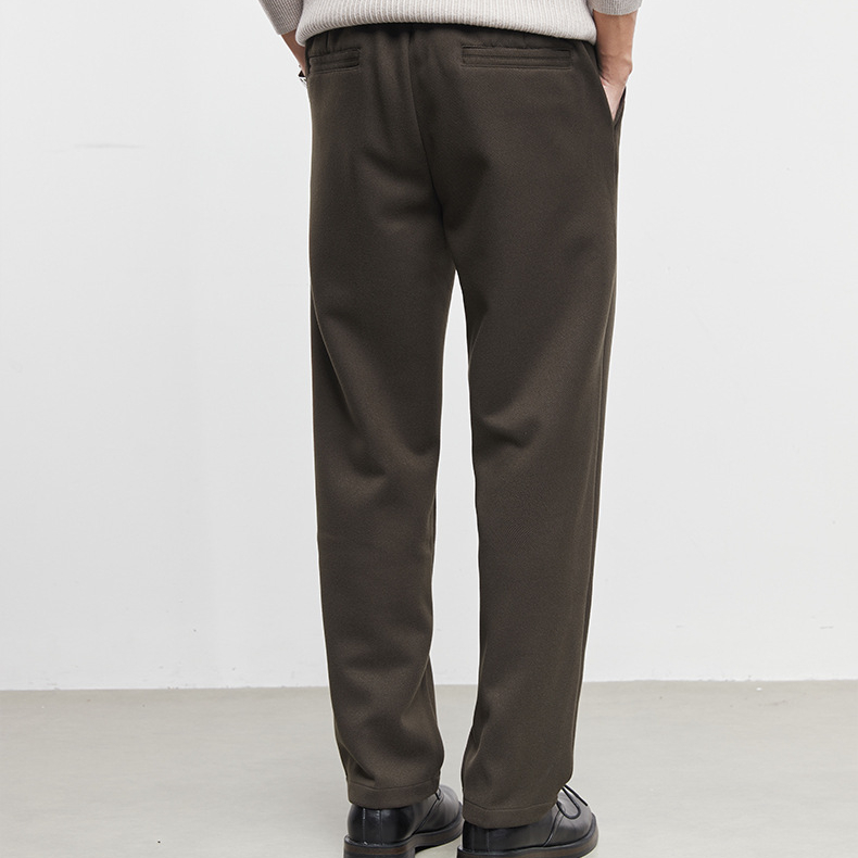 弛思加厚毛呢休閒褲男秋冬季2025新款保暖垂墜感直筒褲子