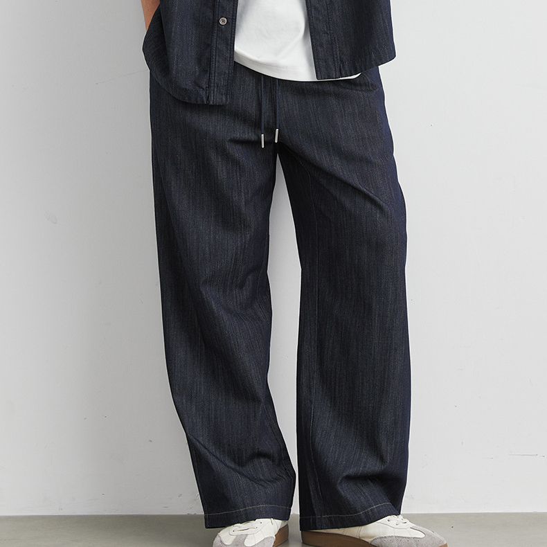 萊塞爾天絲牛仔長褲直筒男士新款春秋季寬鬆休閒長褲潮
