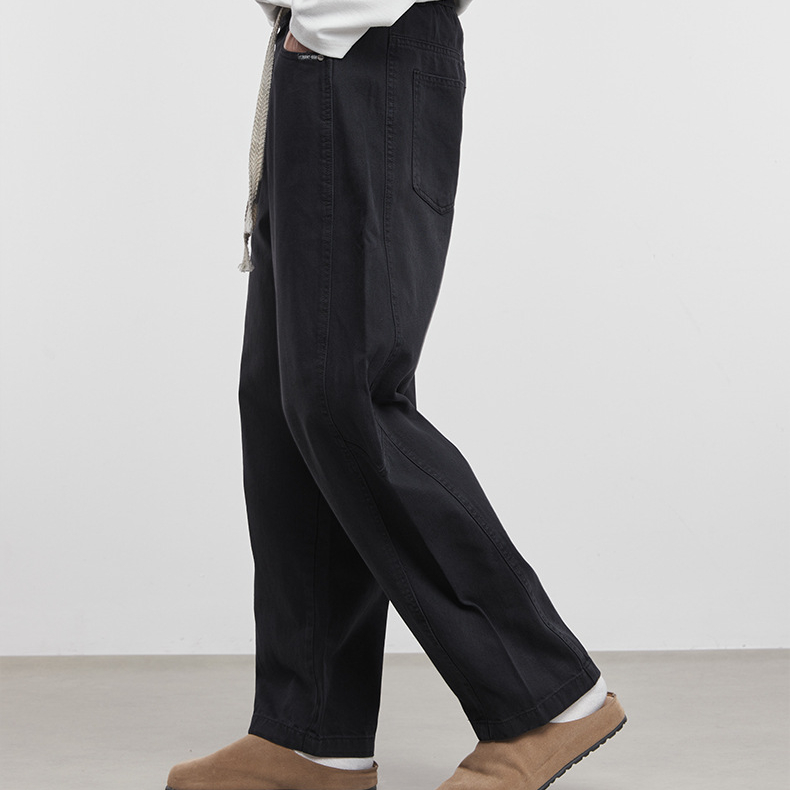 簡韻美式牛仔褲男秋冬季2025新款新款闊腿彎刀褲黑色褲子