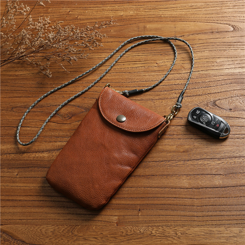 植鞣頭層牛皮男士手機包斜挎包迷你小包包真皮掛脖輕便簡約男女款