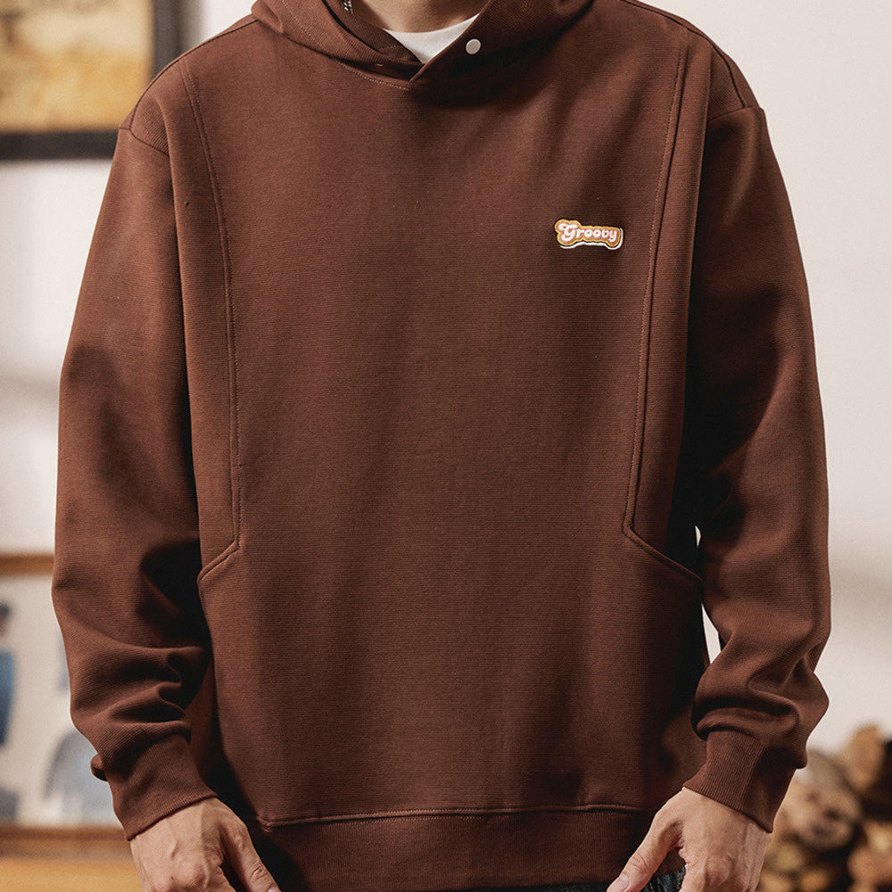 美式復古連帽衛衣男士寬松長袖上衣秋冬季2024新款加絨外套男