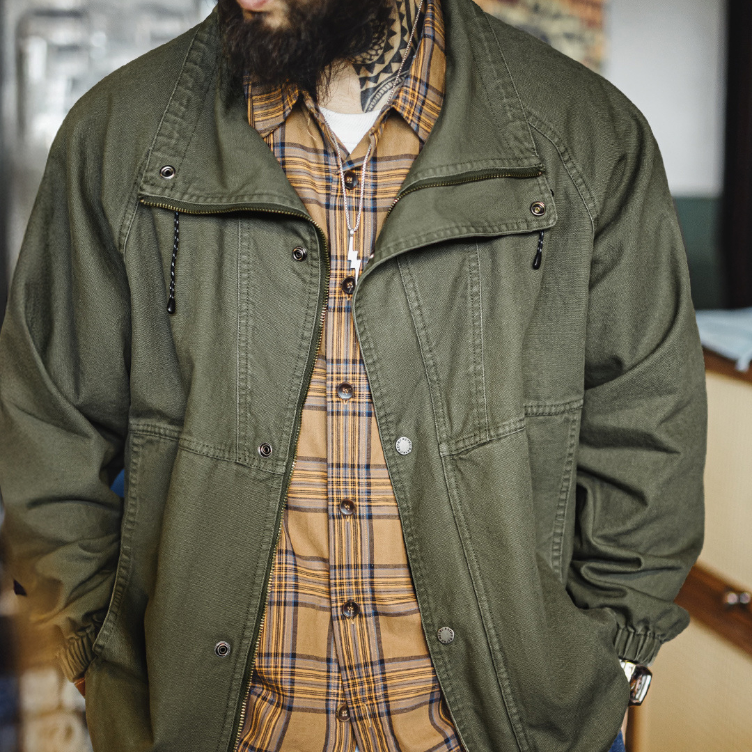 美式復古立領M65夾克防風廓形軍綠色硬漢vintage外套男秋