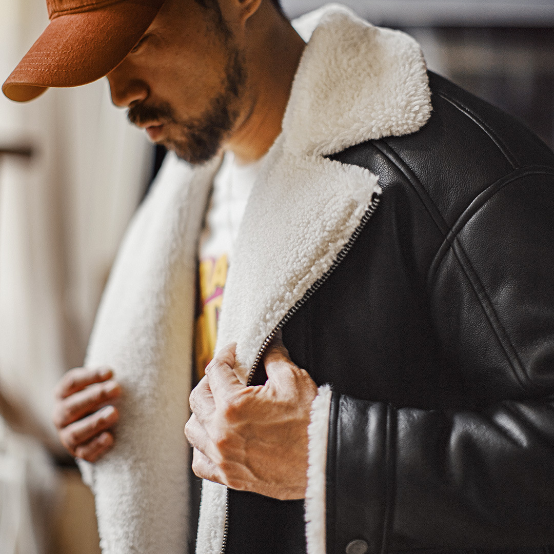 美式G1飛行服夾克bomber仿羊羔絨荔枝紋皮衣保暖外套男冬