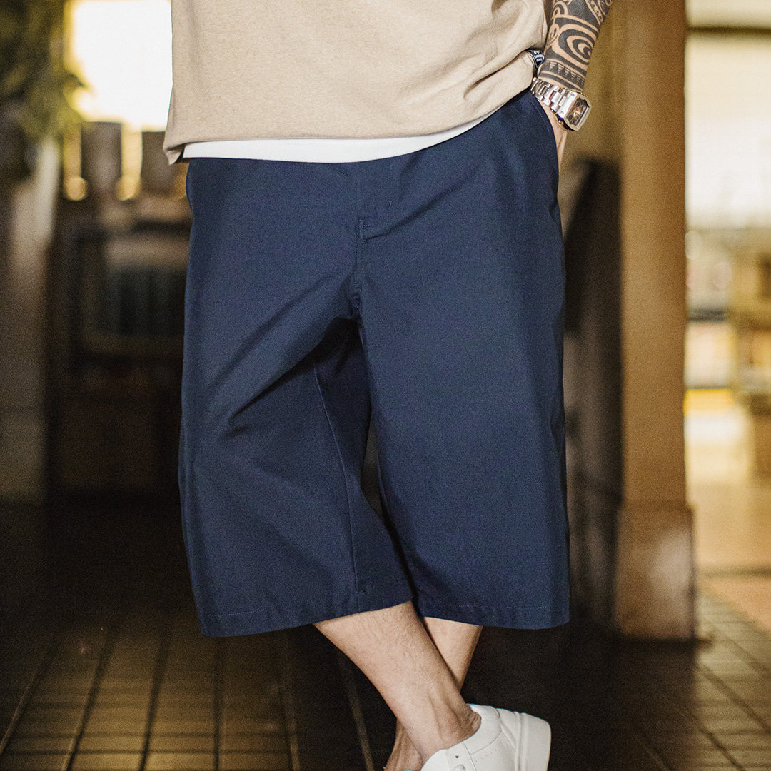 美式718西裝短褲日系通勤休閒外穿寬鬆直筒六分褲男款夏