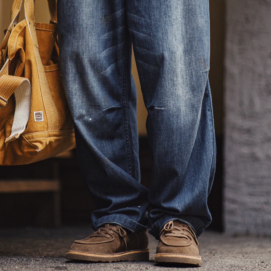 莫卡辛鞋男冬季新款休閒輕便真牛皮美式復古低幫翻毛皮工裝鞋
