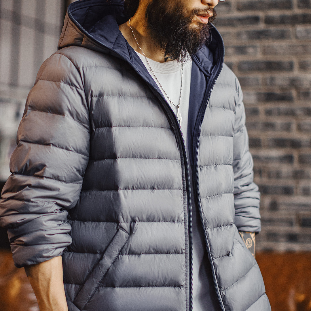 （連帽）美式輕薄排骨羽絨服男秋冬保暖內膽短款羽絨夾克