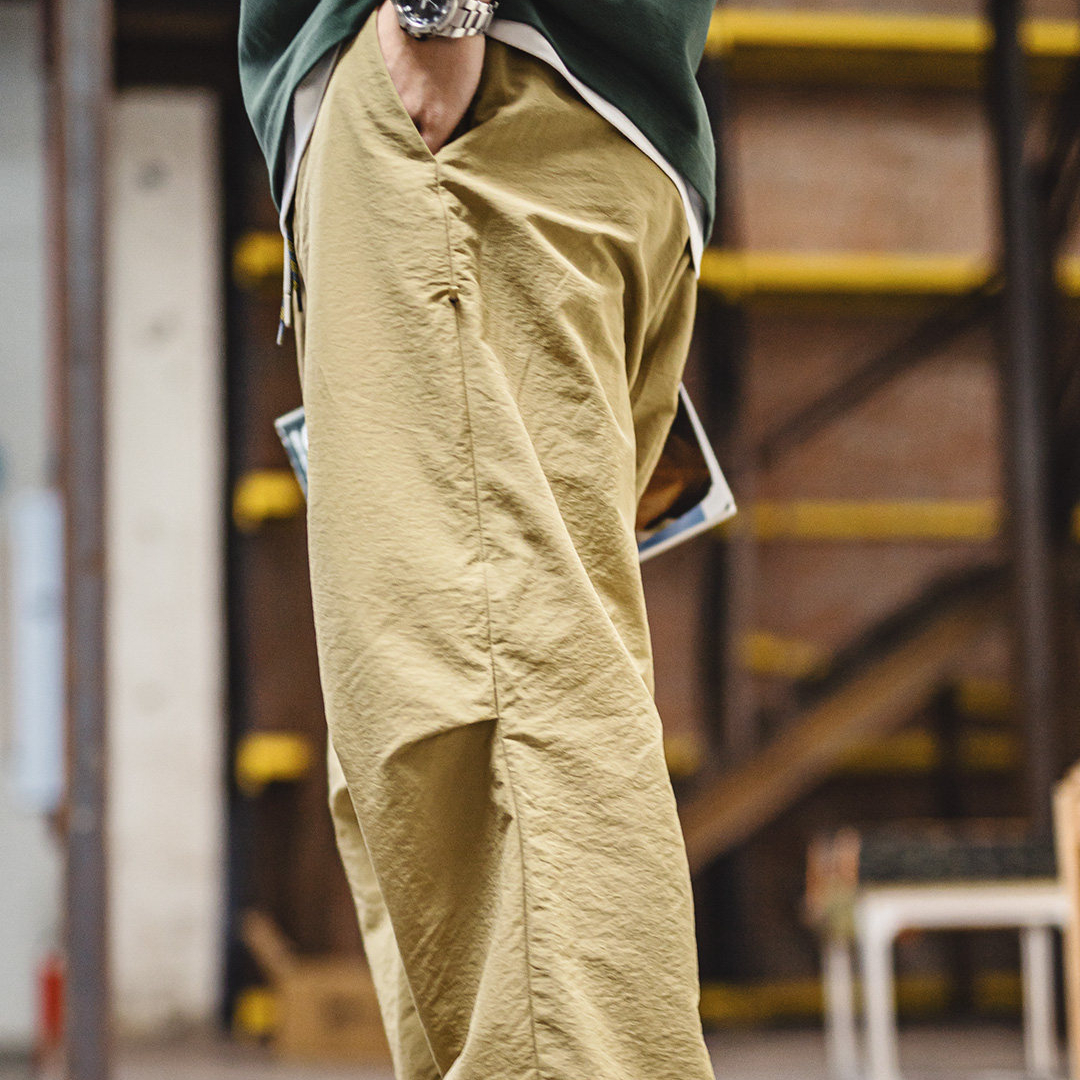 美式山系傘兵褲戶外薄款塔絲隆直筒機能休閒長褲子男士春