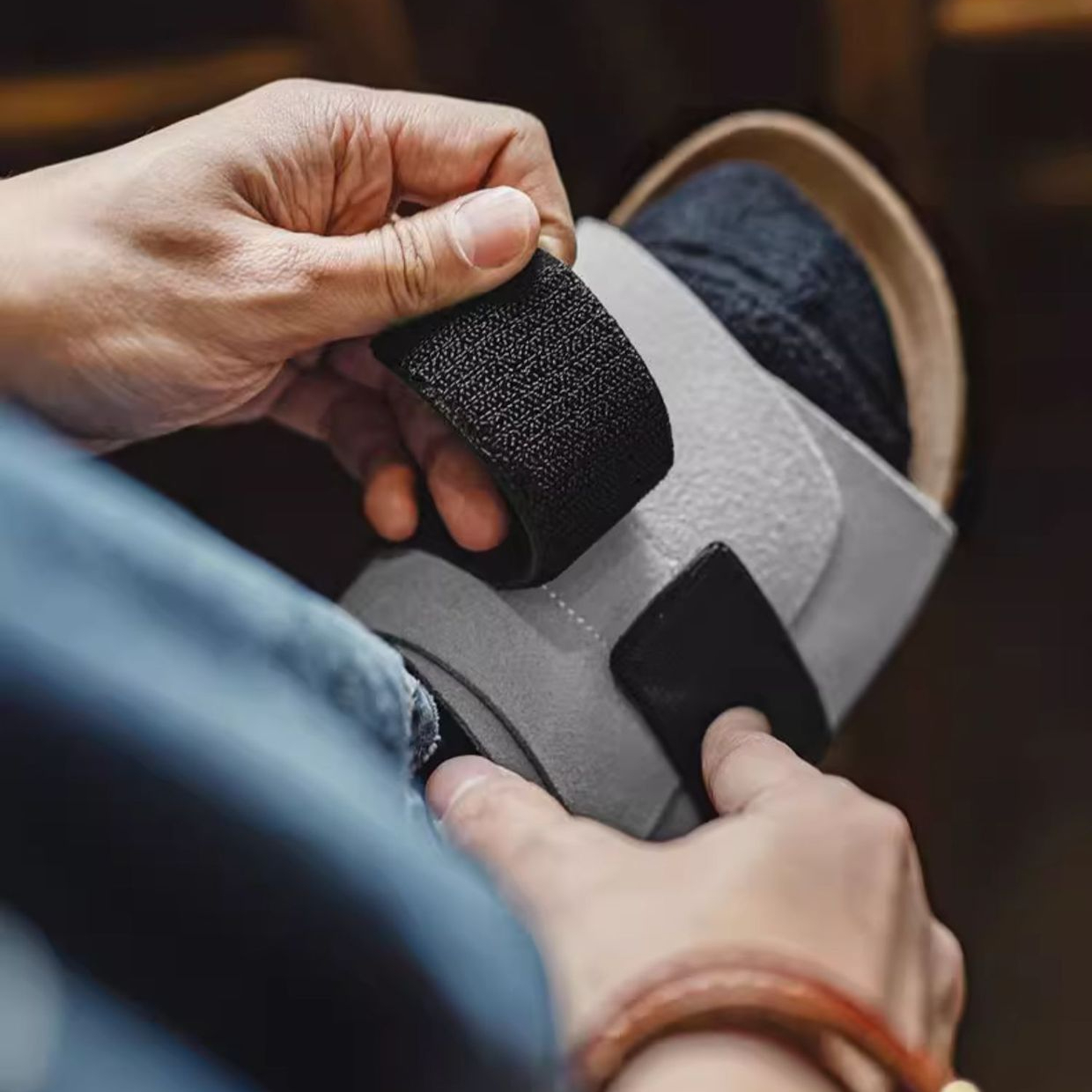 穆勒鞋男2025夏季新款軟木一字休閒外穿涼拖鞋魔術貼