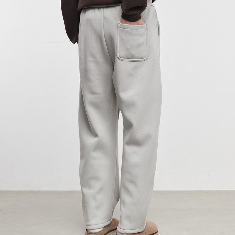 柔垂男裝寬鬆休閒加厚衛褲男秋冬垂感直筒運動褲純色長褲