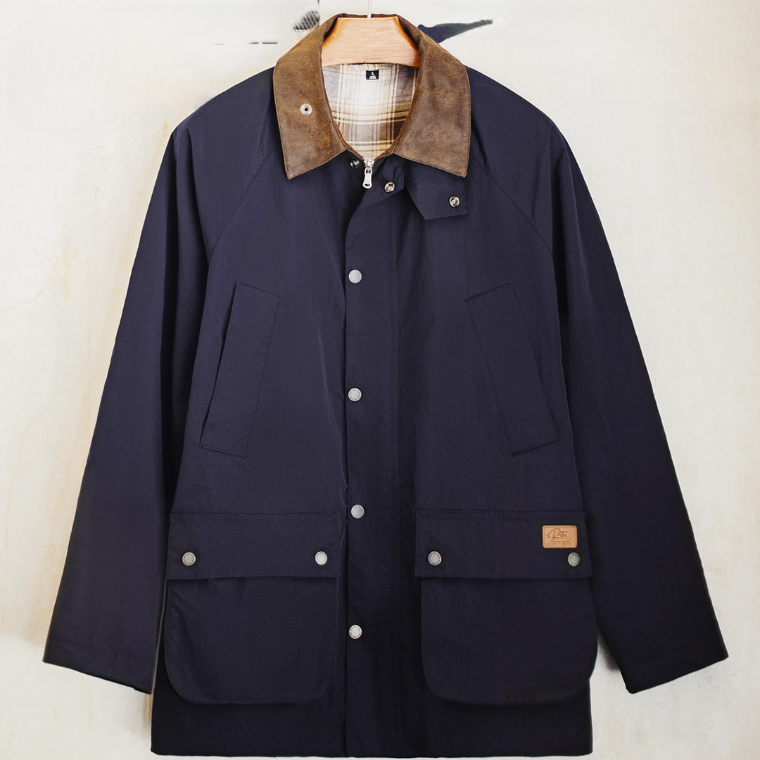 美式復古Safari遊獵裝夾克防水藍色vintage風衣外套男秋